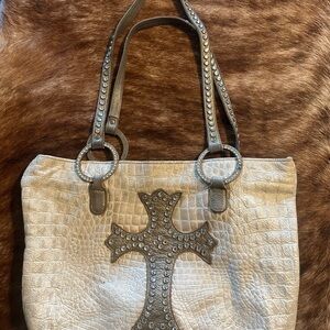 Raviani Large Croc Print Tote Bag with Swarovski Crystals